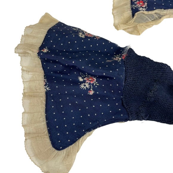 Vintage 1940s Elegant Floral Silk Mesh Dainty Small Sized Navy Blue Pink Flowers - Picture 3 of 16